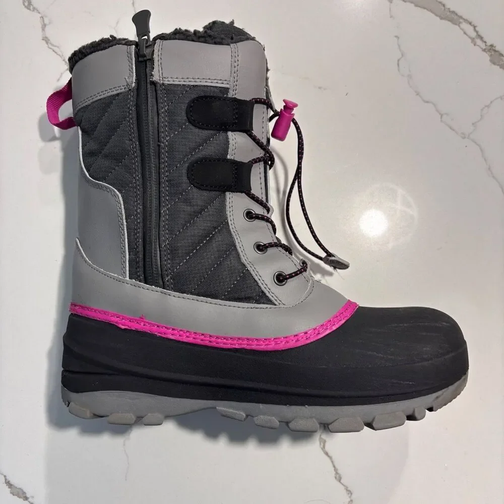 All in Motion | Girls Black Grey Thermolite Ecomade Winter Snow Boots Size 4